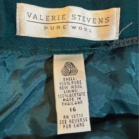 VALERIE STEVENS Women’s Pure Wool Deep Teal Lined Pencil Skirt Size 16 - Picture 2 of 9